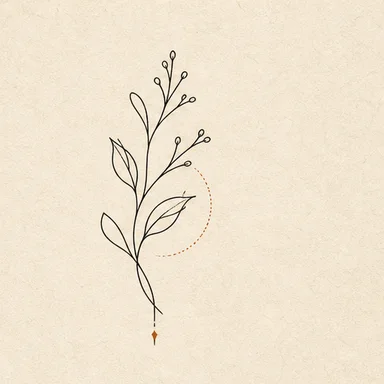 Delicate single-line botanical tattoo motif