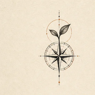 Small compass and sprout motif for a first tattoo idea